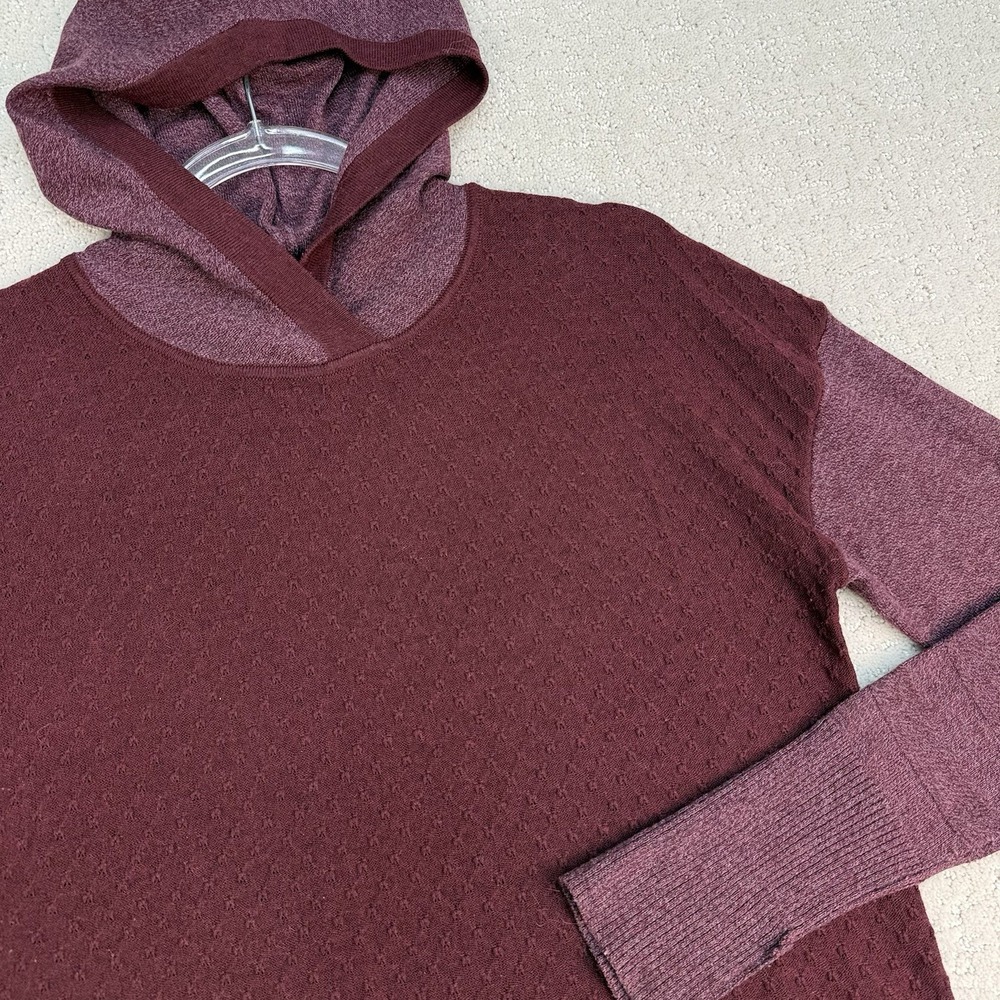 Smartwool Shadow Pine‎ Hoodie Sweater Womens S Maroon Wool Blend $120